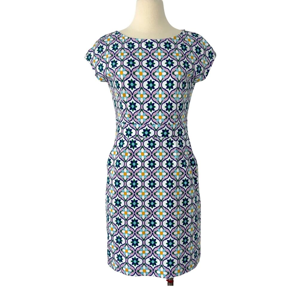 Boden Florrie Cotton Jersey Mini Dress Geometric Multicolor Floral M